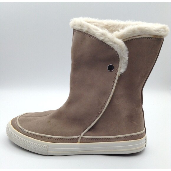 Converse All-Star Chuck Taylor Boots Wn 10 Beige Beverly Suede Faux Fur Platform - Picture 5 of 14
